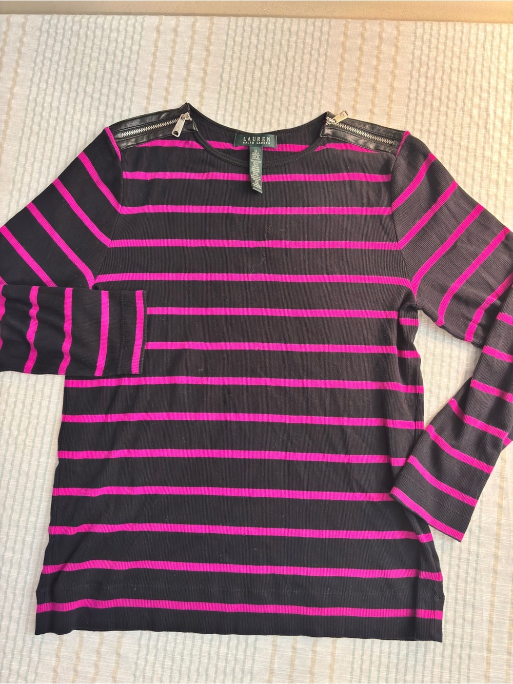 Lauren Ralph Lauren women’s Deep purple & Pink Striped Long-Sleeve Top